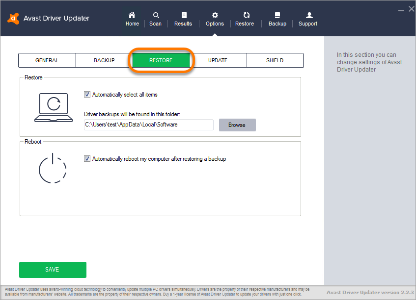 where is my avast driver updater activation key located