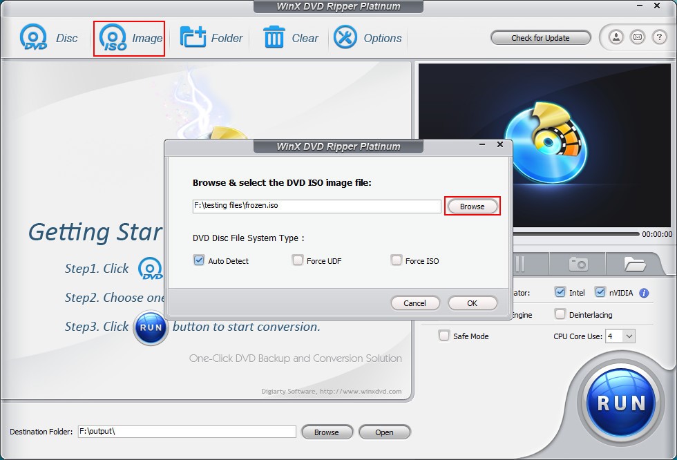 load ISO image to WinX DVD ripper