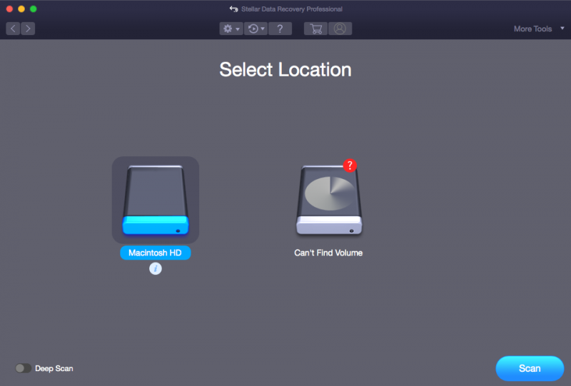 Select Location - Stellar Mac Data Recovery